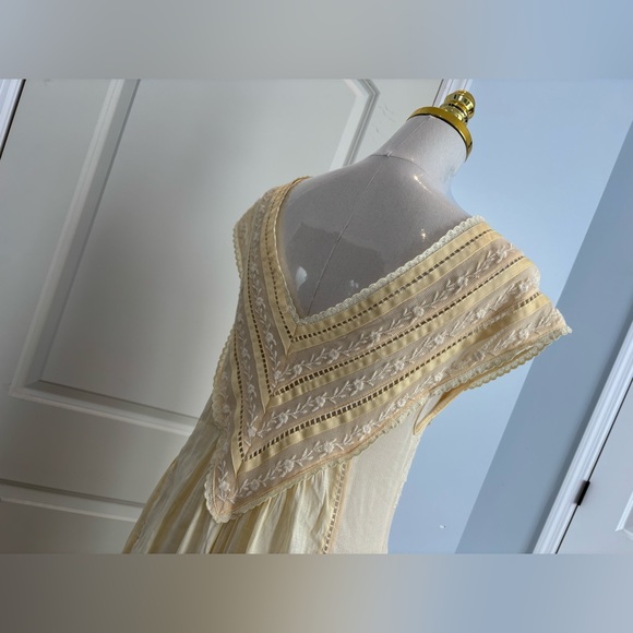 Zara ZW Collection embroidered pleated maxi dress butter yellow - Picture 6 of 16